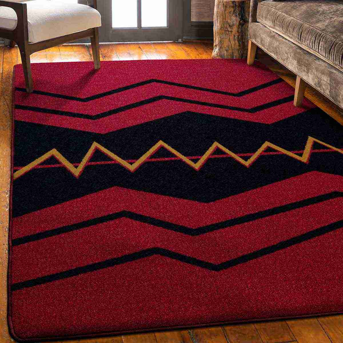 War Path nylon area rug in red