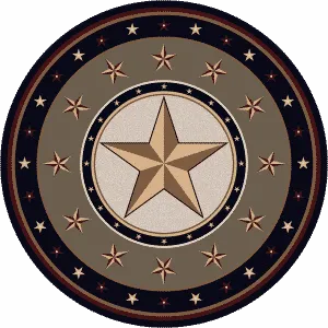 Gold Texas star round area rug.