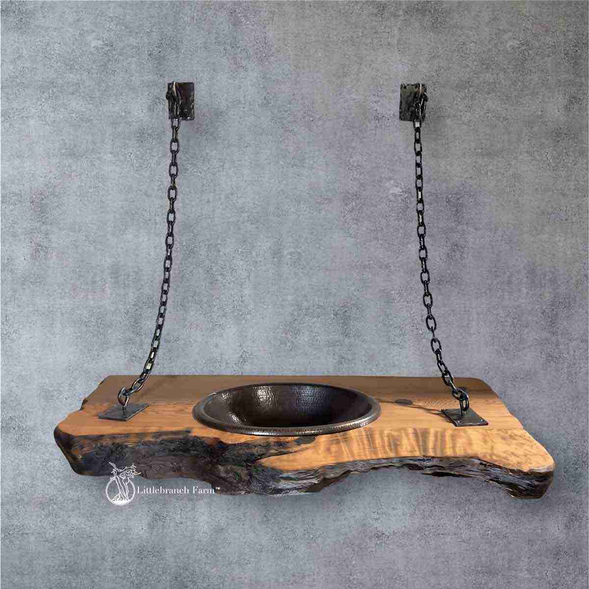 Wood slab bathroom vanity